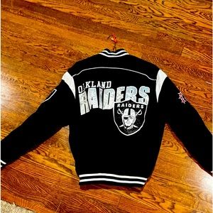 NFL Vintage Oakland Raiders black suede bomber jacket men s Large